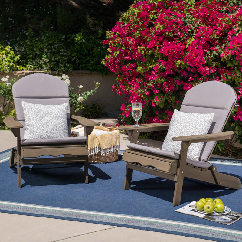 Chaise Adirondack pliante en bois massif Laffey, Gris