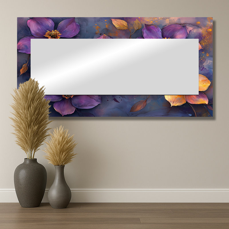 Lavender Dogwood Flowers Branches Of Elegance - Floral Mirror For Wall Art Decor - Printed On Metal, 28" x 55"