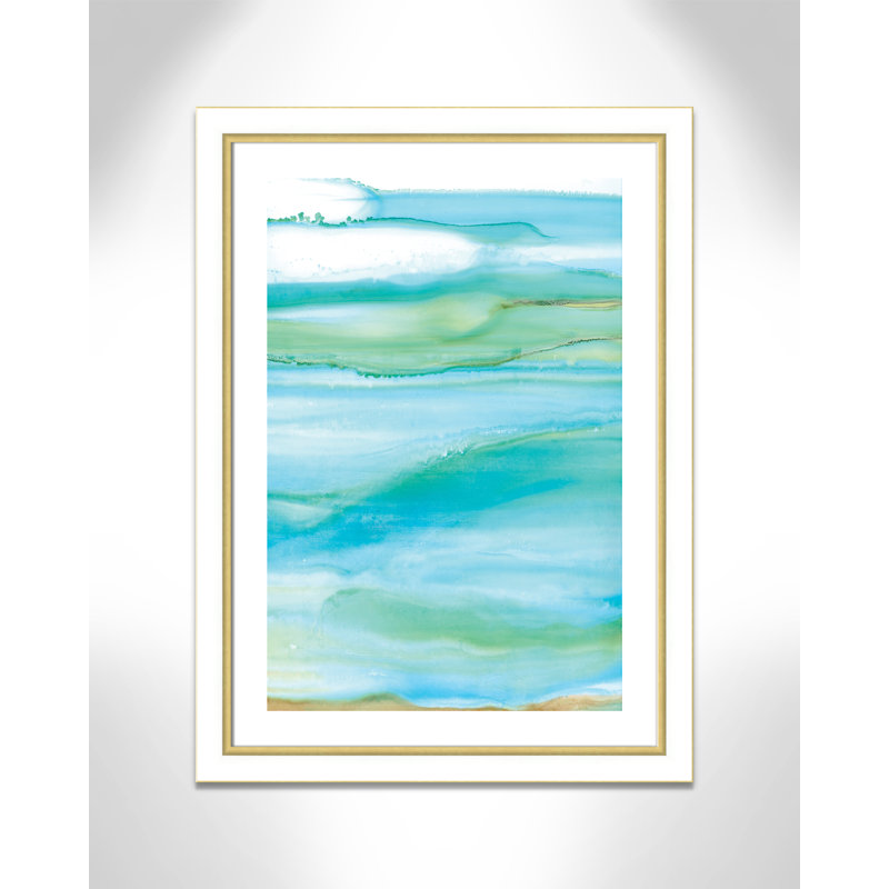 Coastal Abstract I - peinture encadrée, H 37,75 po x l 27,75 po x P 1,13 po, Cadre blanc et or