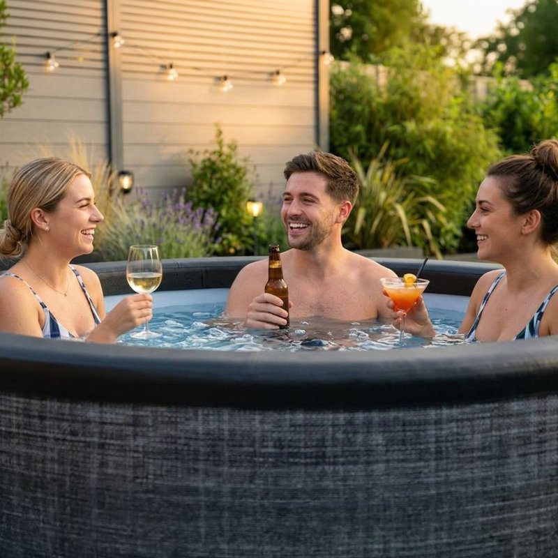 Wave Tahoe | 4-Person Eco Foam Hot Tub | Round | Wi-Fi Integrated Heater, Flint Grey