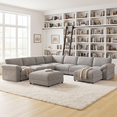 Oversized Sectional Couches,L-Shape Cloud Sofa with Ottoman,Deep Seat Couch, for Living Room, Apartment