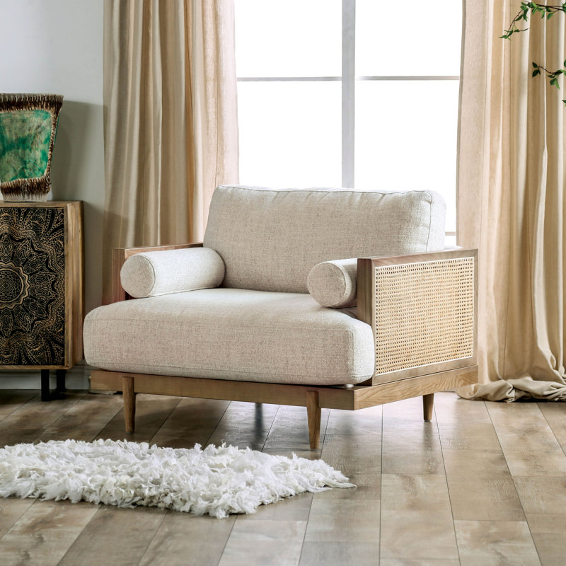 Delynne Upholstered Armchair, Light Oak