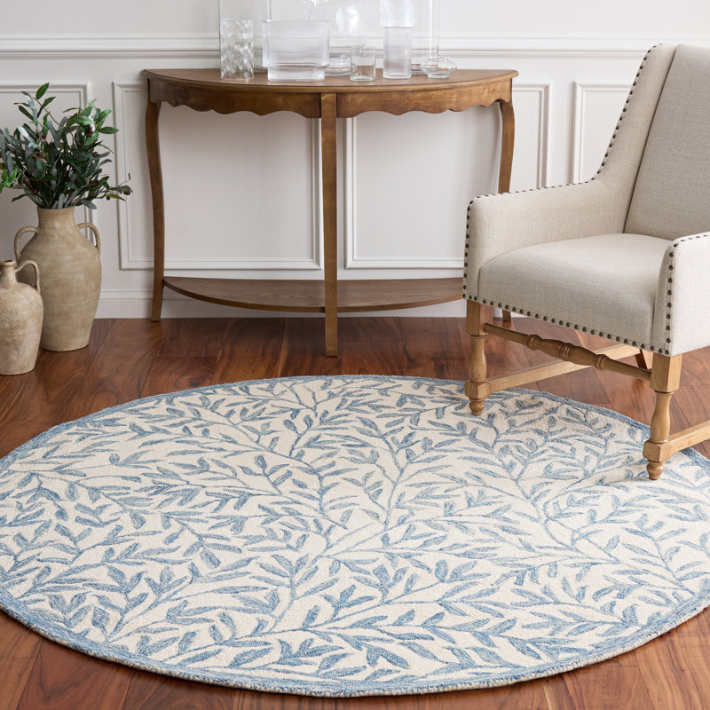 Tapis floral en laine / coton touffeté à la main Martha Stewart, Rond 6 po