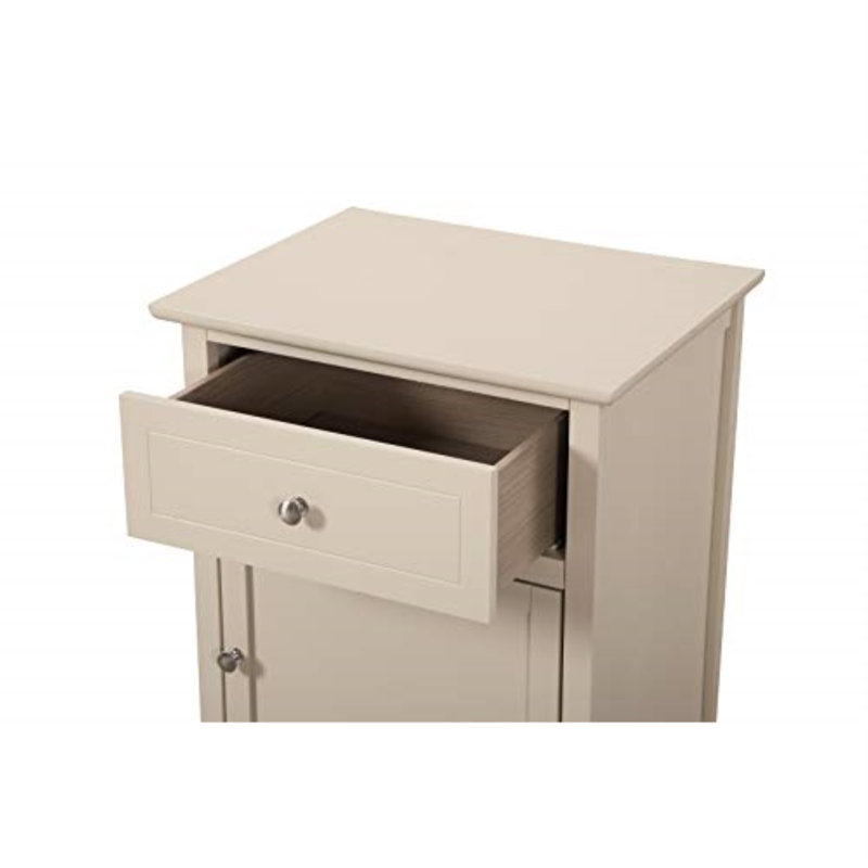 Table de chevet moderne, table de chevet avec 1 tiroir et 1 porte, Beige