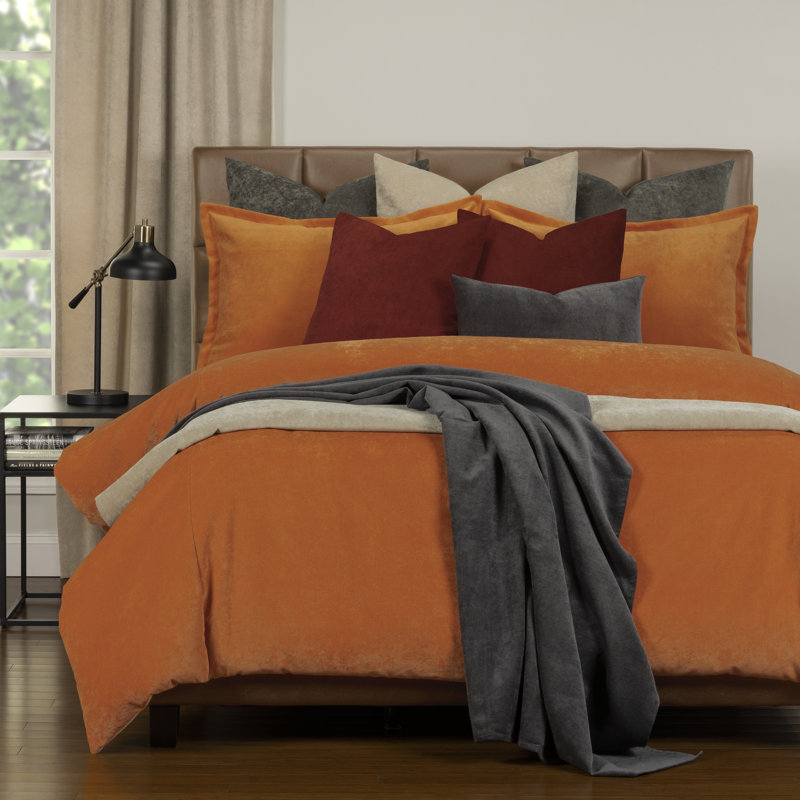 Polyester Channel Duvet Cover & Insert, Full/Double Duvet Cover + 6 Additional Pieces, Orange