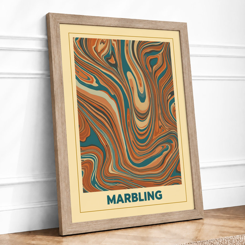 Fluid Marbling Forms Abstract - Print, A2 - 59.4 x 42.0 cm, Oak