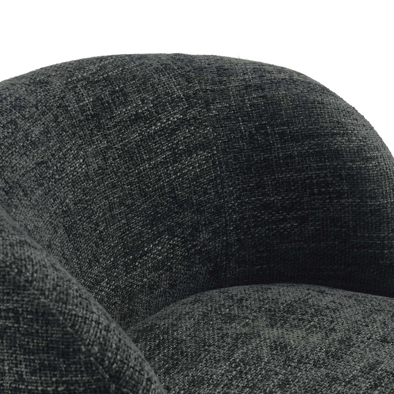Carbon Black Chenille Fabric Swivel Barrel Chair