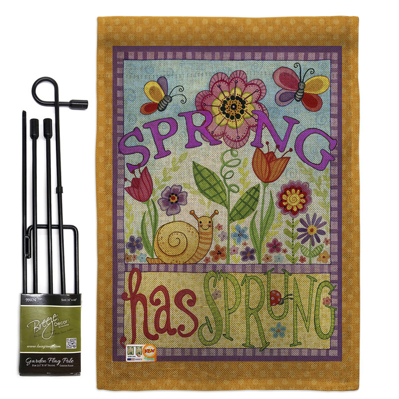 « spring spring », impression de polyester vertical de polyester de 2 côtés 19 po x 13 po ensemble de drapeau, Toile de jute