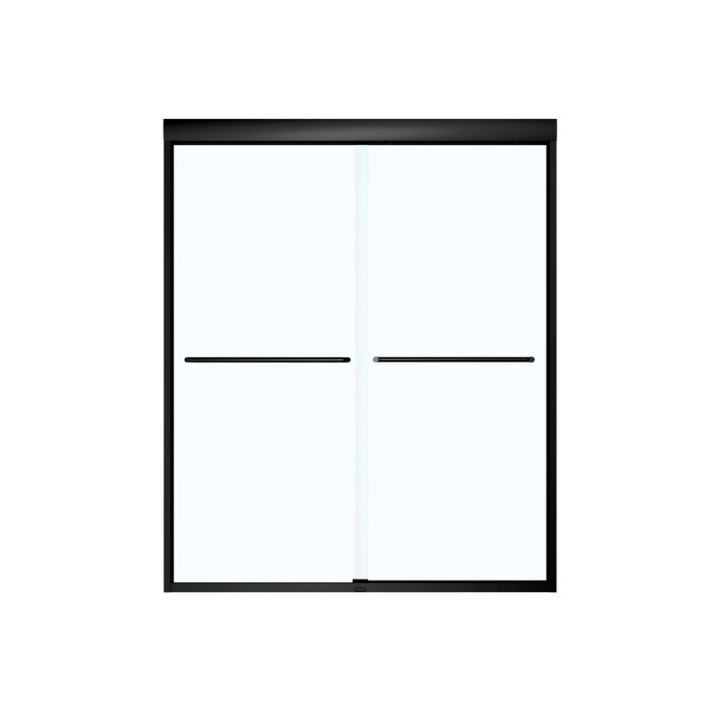 Aura 55-59 x 71 in. 6mm Bypass Shower Door for Alcove Installation with Clear glass in Matte Black, Matte Black