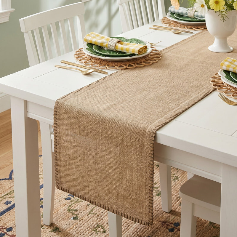 Ivara Whip Stitched Table Runner, Natural