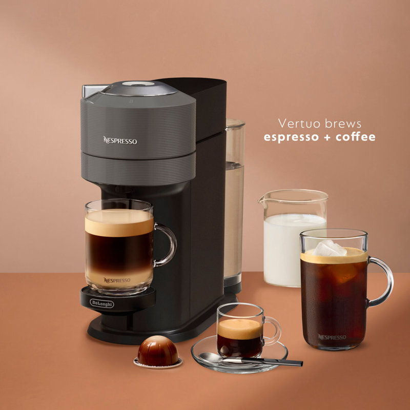 Nespresso Vertuo NEXT Coffee and Espresso Machine by De'Longhi with Aeroccino Milk Frother, Gray