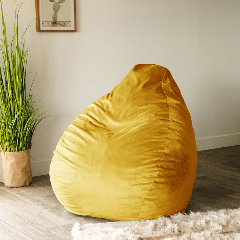 Fauteuil à billes Big Joe, Moutarde en microfibre moelleuse