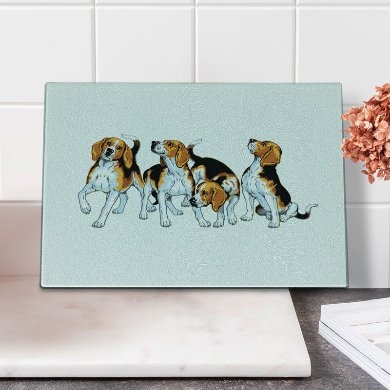 Planche à découper en verre trempé 4 chiens Beagle Ambesonne Beagle