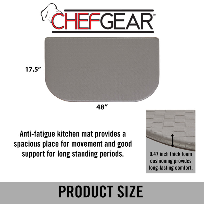 Gray 48" PVC Basketweave Anti-Fatigue Kitchen Mat