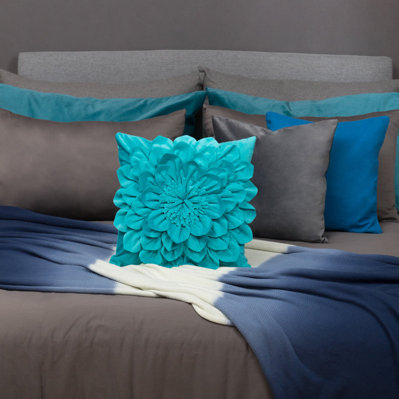  Housse de coussin en velours appliqué, Turquoise