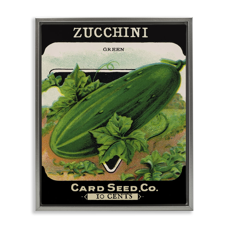 Cadre flottant vintage avec courgettes de jardin, design par Lil 'Rue, Cadre flottant gris lustré, H 31 po x l 25 po