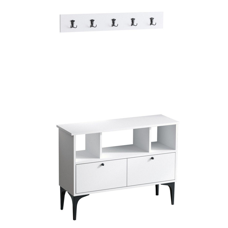 Baneen 8 Pair Shoe Storage Cabinet, White/Black