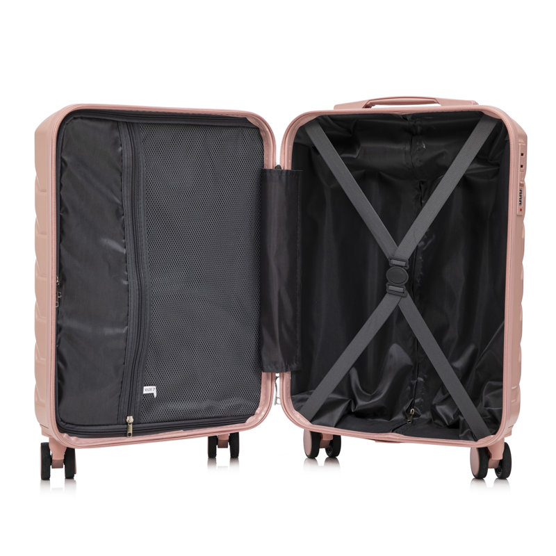14 "/ 20" 2 pièces / ensemble dans un bagage à roulettes en ABS, avec serrure à combinaison, étui à cosmétiques 14 "(rose)