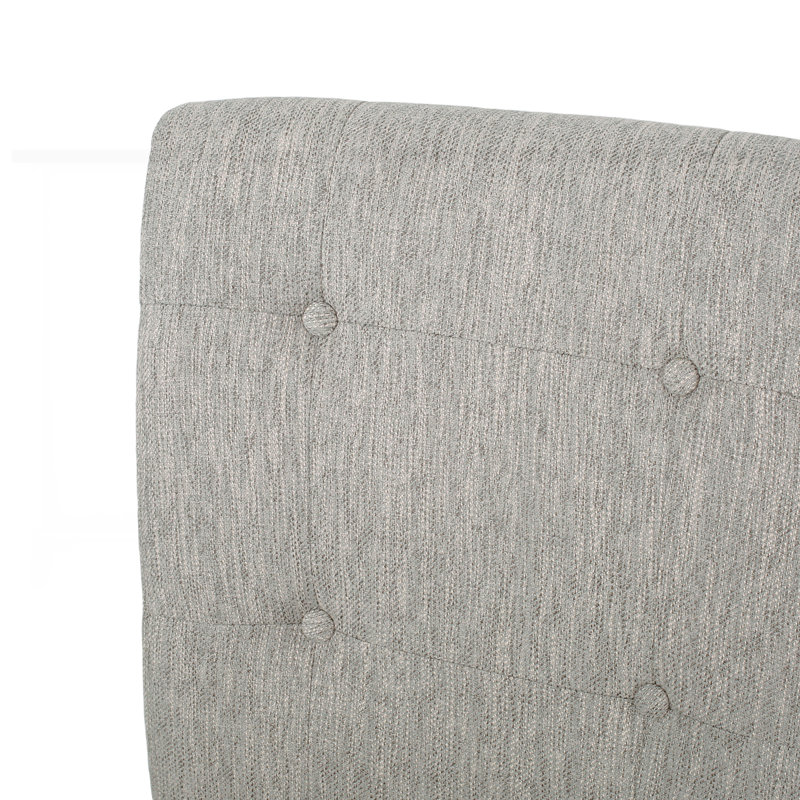 Contemporary Fabric Button Tufted Counter Stools, Black, Light Gray