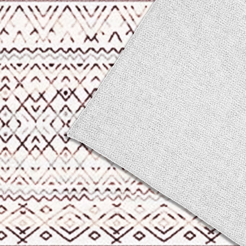Chezare Boho Tribal Washable Indoor Bedroom Area Rug in Ivory and Brown for Living Room Décor, Rectangle 5' x 8'