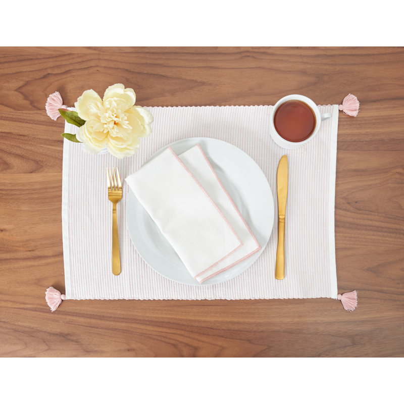 Beck 100% Cotton Striped Square Napkin, Blush