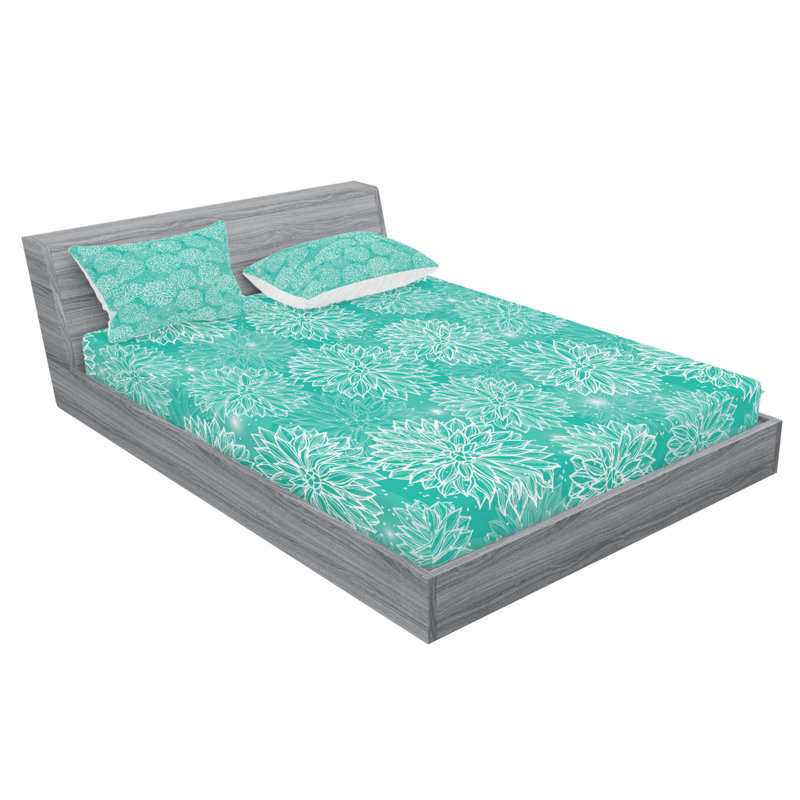 Microfiber Floral Sheet Set, Queen Sheet Set with Fitted Sheet, Blue/White Floral