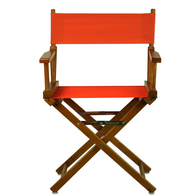 Chaise de réalisateur pliante 18 po, Orange, Chêne miel