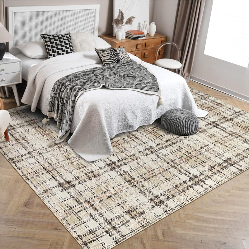 Rectangle Striped Area Rug, Beige, 160*230cm
