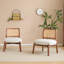 [Ensemble de 2] Méridienne beige moderne avec dossier tissé, structure en bois robuste, sièges d'appoint minimalistes et élégants pour le salon, la chambre à coucher ou le bureau