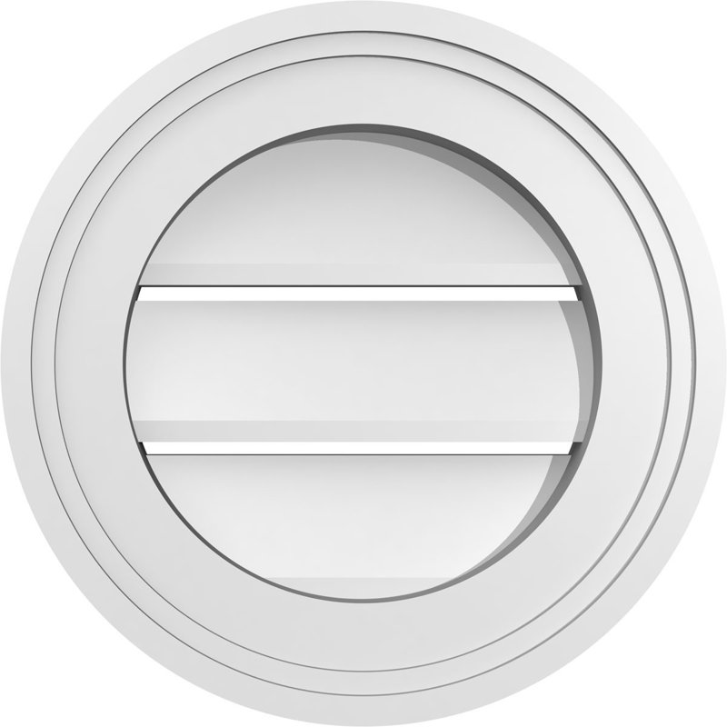 Round Surface Mount Signature Urethane Functional Gable Vent, Primed, 12" H x 12" W x 1.5" D