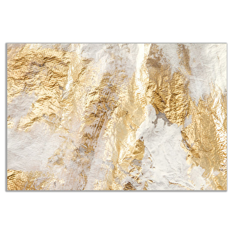Modern White And Gold Brush - Wrapped Canvas Print, 51cm H x 76cm W