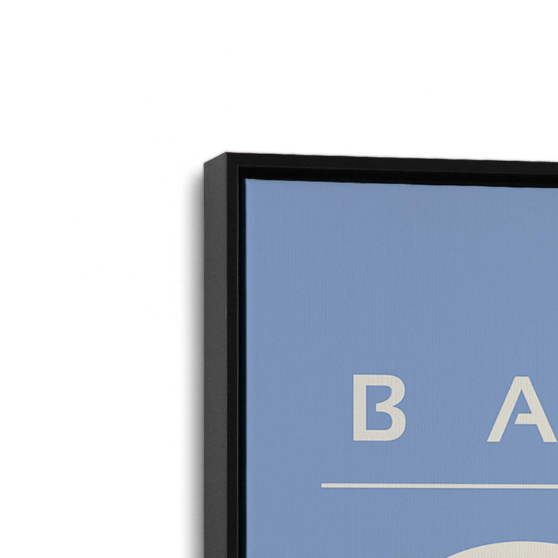 Ensemble de 2 rétro et circuits bleu Bauhaus, Cadre flottant noir satiné, H 19 po x l 26 po
