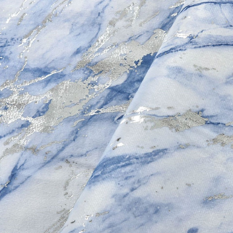 Hayslett Luxury Foil Printed Sherpa Backed Marble Throw Blanket, W100 x L150cm, Blue