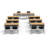 14 Person Training Meeting Seminar Tables with Modesty Panels and 14 Chairs Complete Set