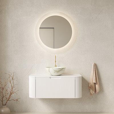 Meuble-lavabo flottant à rayures Anka
