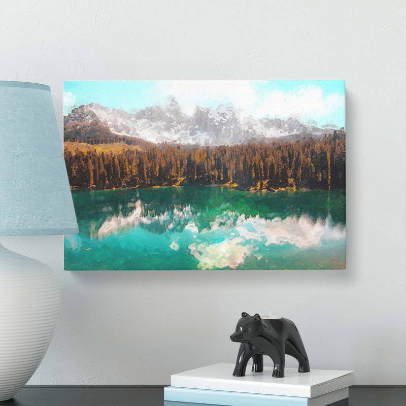 Mountain View Reflection - Wrapped Canvas Painting, 40cm H x 60cm W x 3cm D