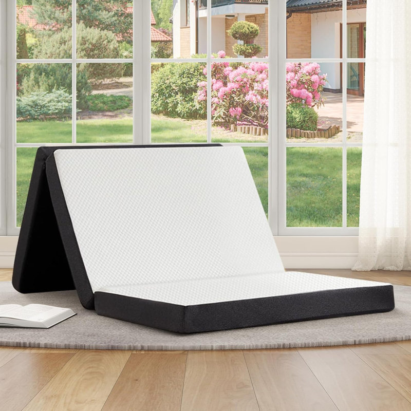 Tri-Fold Memory Foam Mattress, 4 Inch Folding Mattress With Washable Cover, Foldable Mattress Portable For RV Camping, Guest Mat, Easy Storage, 75"×4"