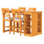 Ensemble de table de salle à manger à hauteur de comptoir en bois massif avec tablettes de rangement à 3 niveaux, chaises de salle à manger rembourrées pour 4-1784097716-1784097717-1784097718