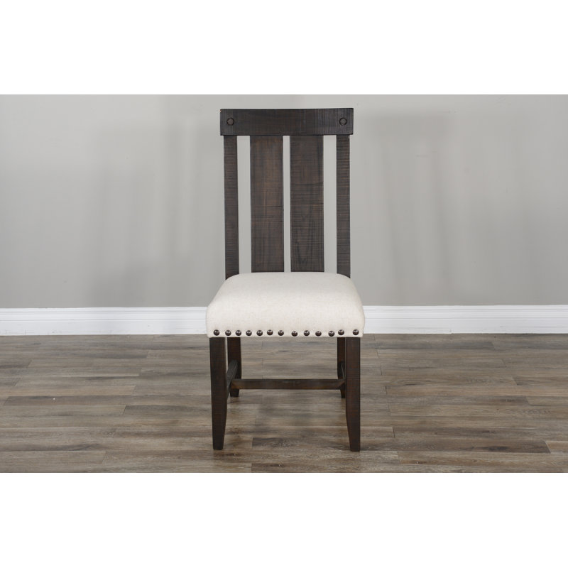Charlise 18'' H Upholstered Mahogany Side Chair, Tan/Black