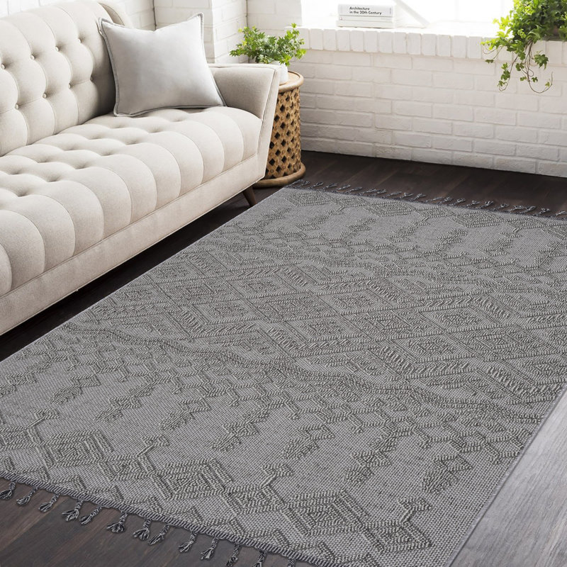 Naar Guros Area Rugs, White/White/Traditional Accent Power Loom Machine -Crafted Rug, Rectangle 6'7" x 9' 
