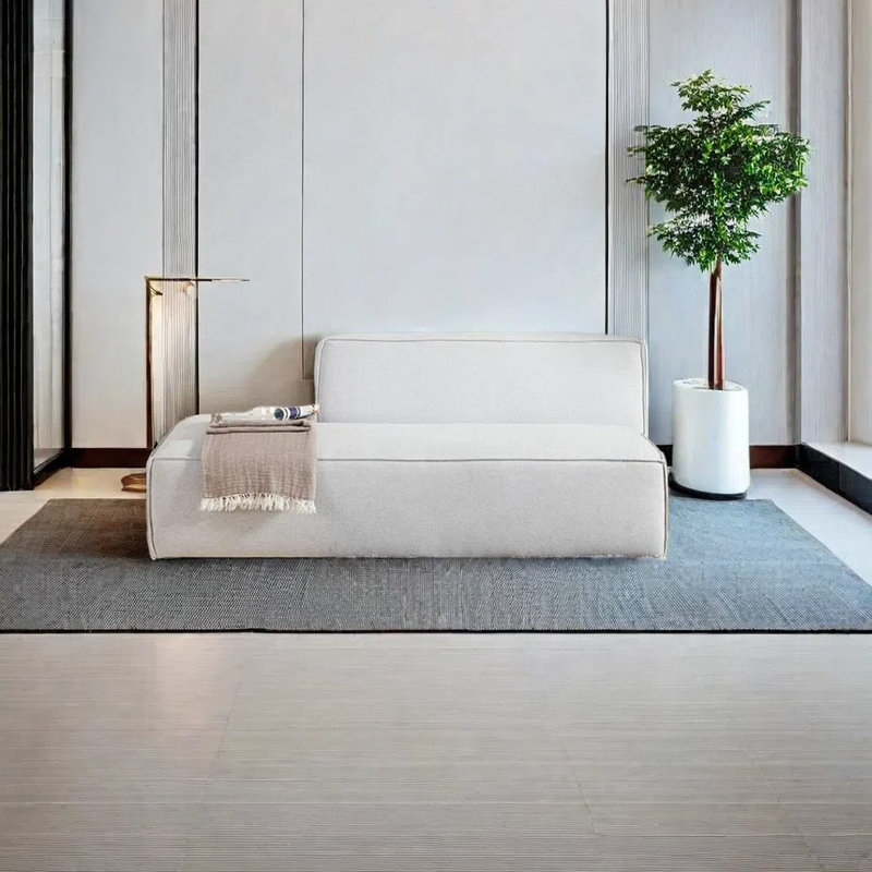 Chaise longue rembourrée Modern, Accoudoir à droite (vu de face), Blanc cassé