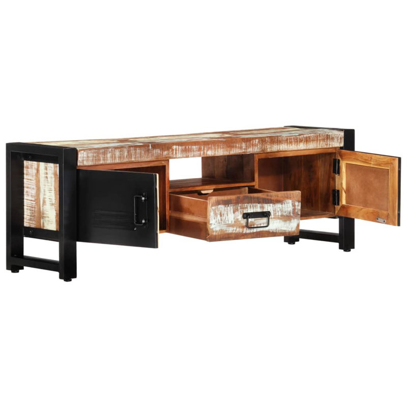 Braymer TV Cabinet 120x30x40 cm Solid Wood, Washed Oak/Black