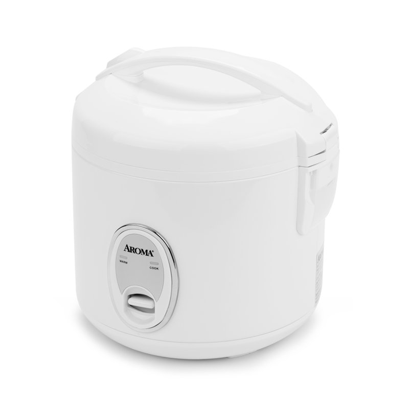 Aroma 8-Cup White Cool Touch Rice Cooker with Steamer