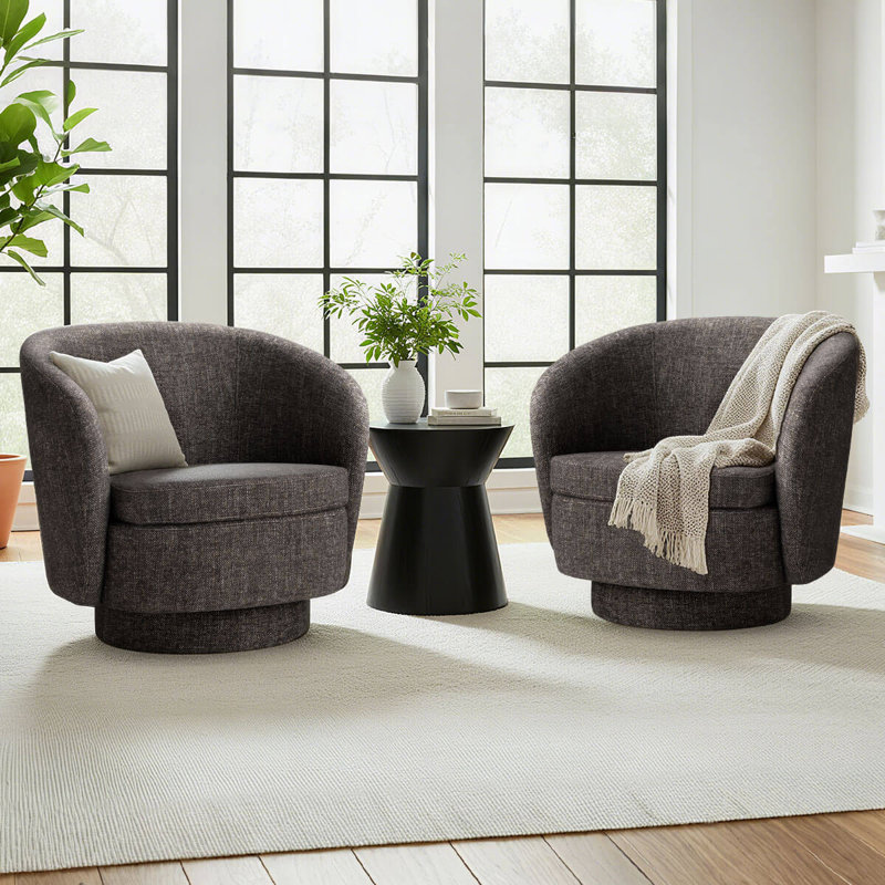 Ensemble de 2 chaises d'appoint modernes en tweed, Tweed gris