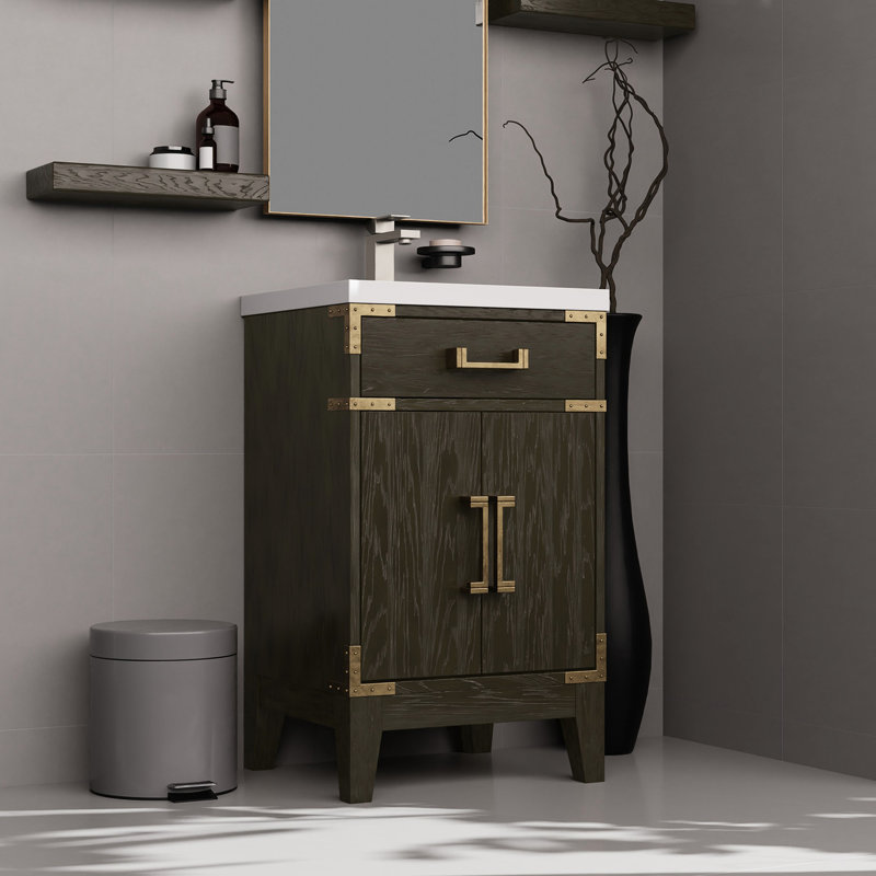 20 po Armoire de salle de bain en chêne brun l 18 po x P 18 po, Chêne brun