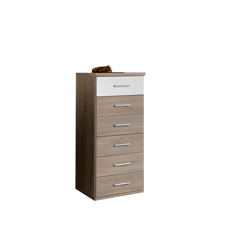 Brugier 6 Drawer 46cm W Chest, White/Black Drawer