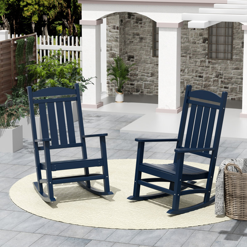 Chaise berçante d'extérieur en plastique Laguna, Bleu marine