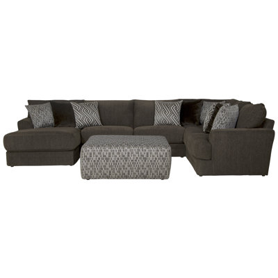Canapé modulaire rembourré 3 pièces Michele avec 9 coussins décoratifs et 1 repose-pieds cocktail inclus