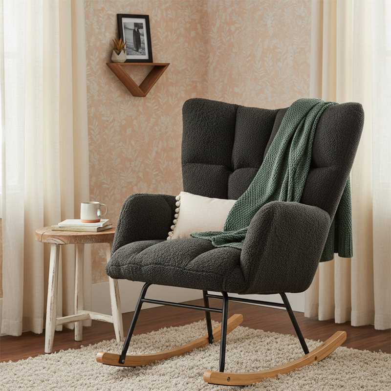 Chaise berçante rembourrée Modern, Gris foncé