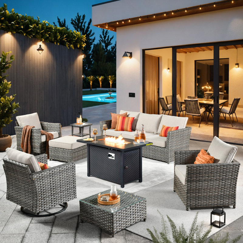 Ignatz 10 - Piece Patio Furniture Set With Cushions, Beige